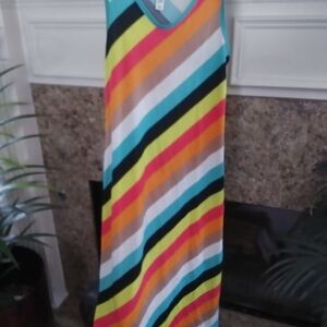 4/$12 It's Girls  Asymmetrical Colorful Striped Maxi Dress.